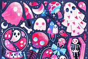 Halloween Pink Ghosts Clipart, a Seasonal Illustration by DigitalArtsi (Thumbnail 2 of 4)