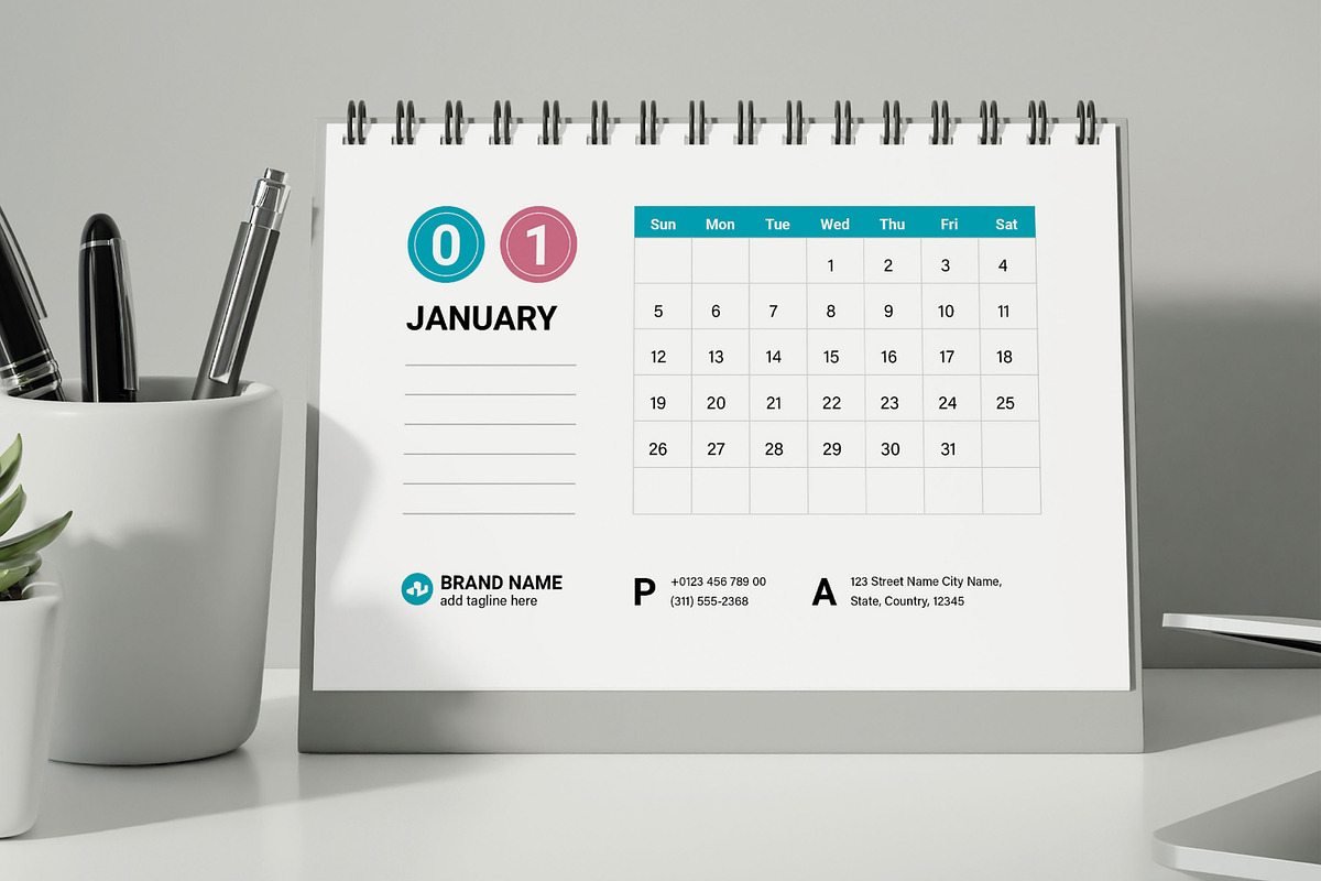 Desk Calendar Design, a Stationery Template by MightyDesign (Photo 1 of 7)