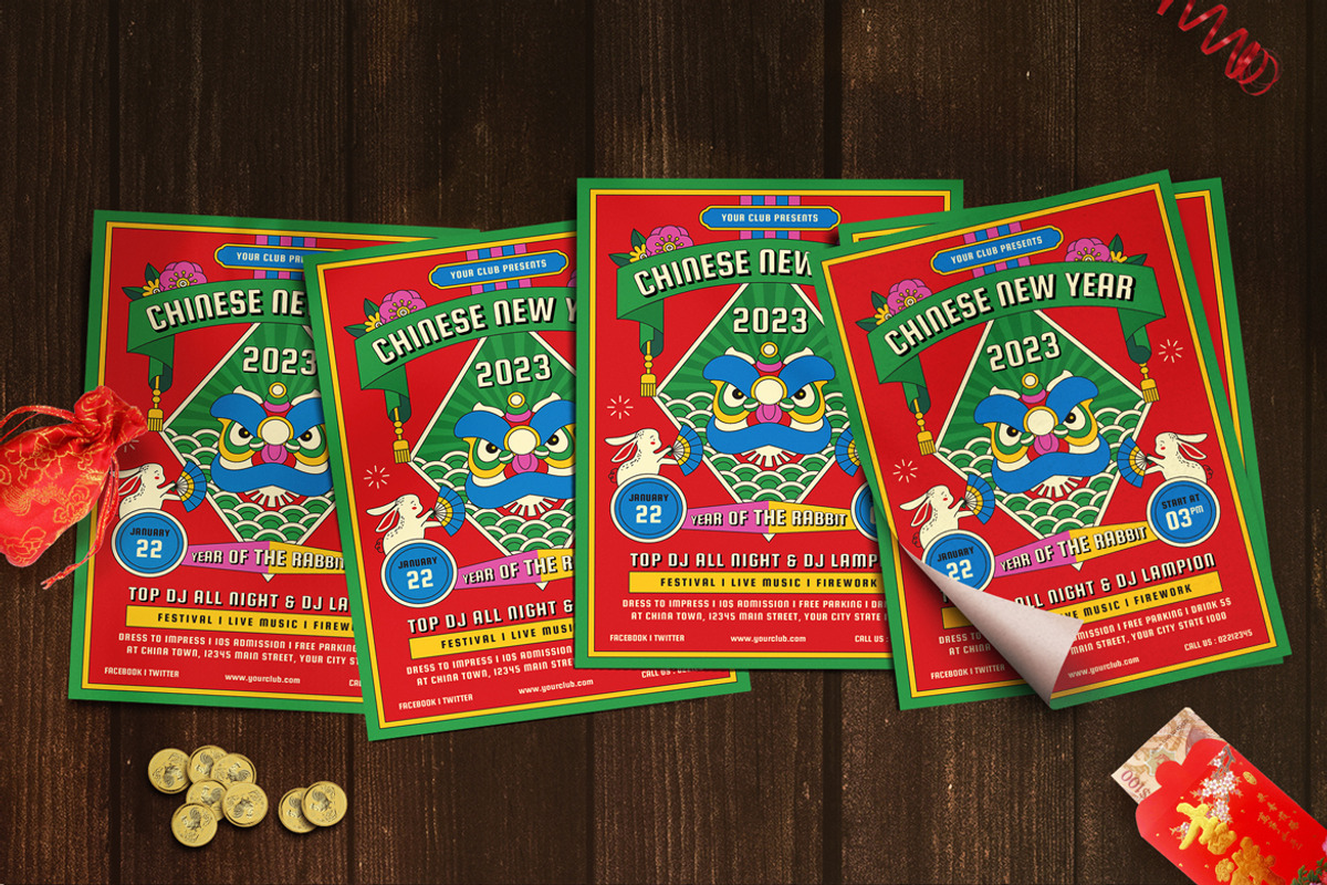 Chinese New Years Party Flyer 2023, a Templates & Theme by Totem Design Studio (Photo 3 of 6)