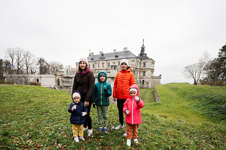 Mother with four kids visit Pidhirtsi Castle, Lviv region, Ukrai, a Person Photo by AS photostudio