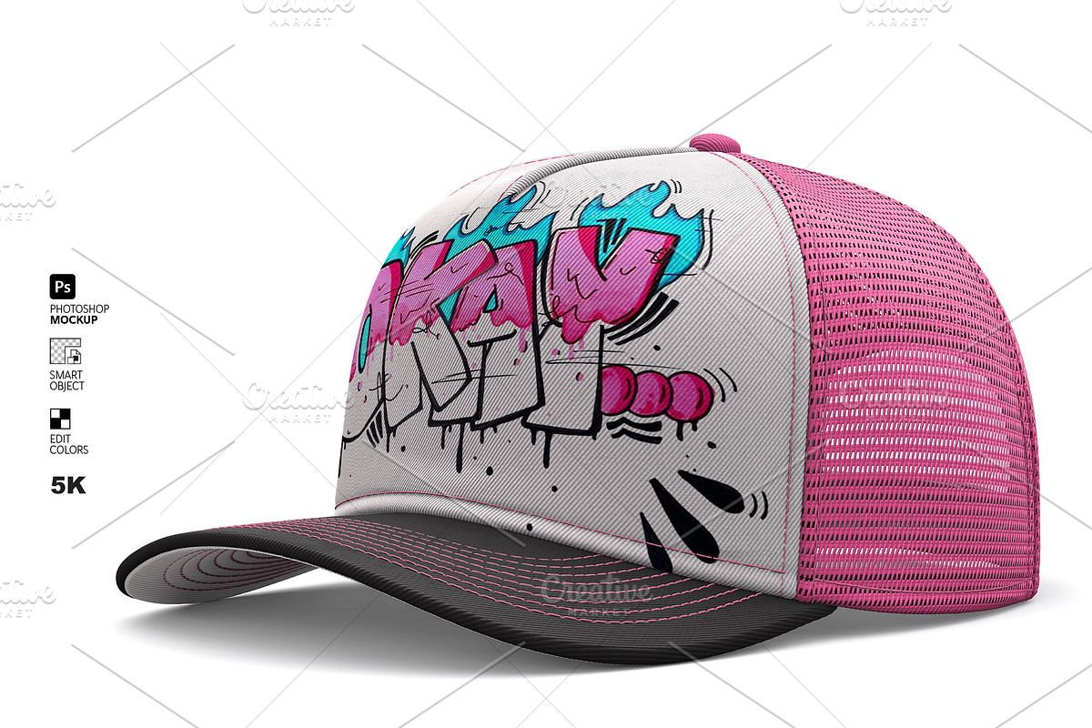 Fully Editable 5-Panel Hat PSD, a Hat Mockup by LESZ Design (Photo 4 of 7)
