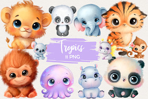 Cute Tropical Animals Clipart