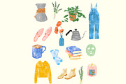 Watercolor stylish fall clipart, an Illustration by Inez Jestine (Thumbnail 2 of 3)