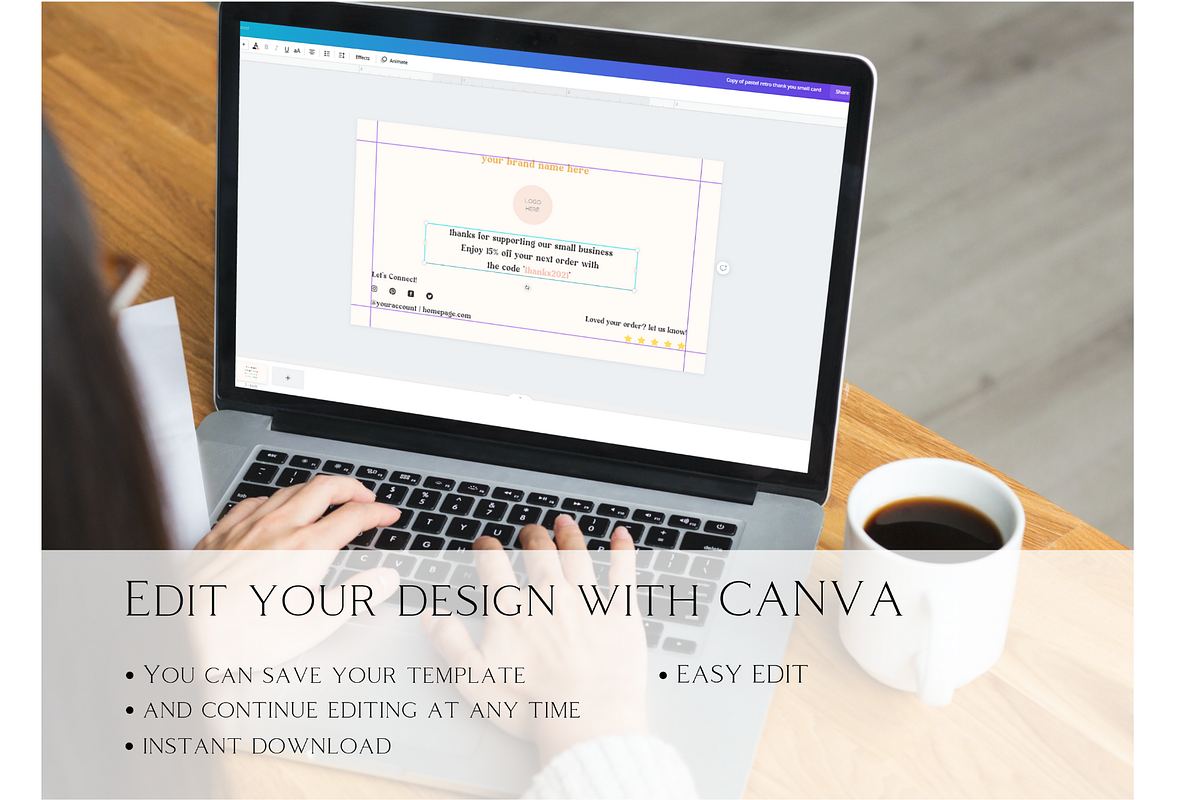 Thank you card for Canva template, a Stationery Template by Hellohastore (Photo 7 of 8)