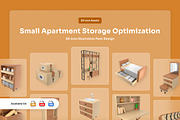 Small Apartment Storage 3D Icons, an Object Illustration by twinstd (Thumbnail 1 of 6)