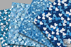 Chunky Blue Heart Glitter Valentine