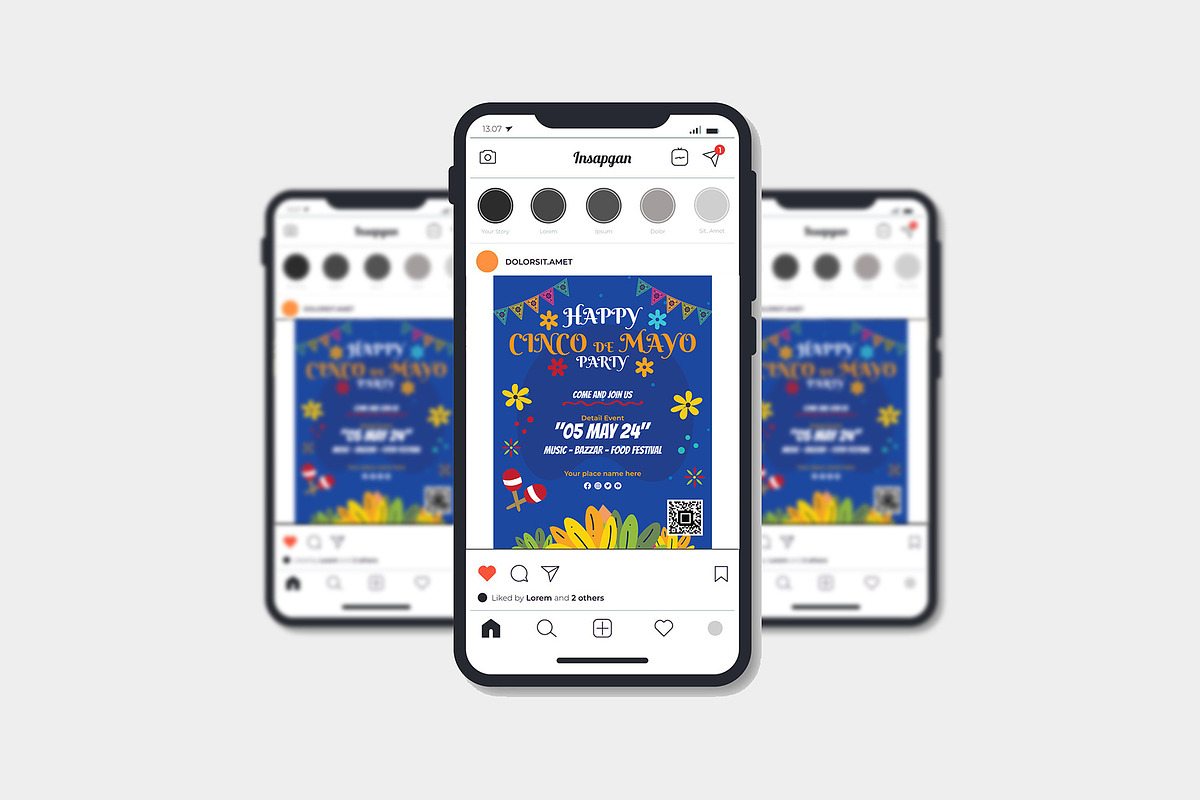 Cinco de mayo instagram templates, a Flyer Template by imadeDesign (Photo 2 of 3)