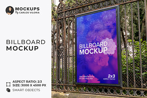 Iron Fence Billboard 2x3 Mockup