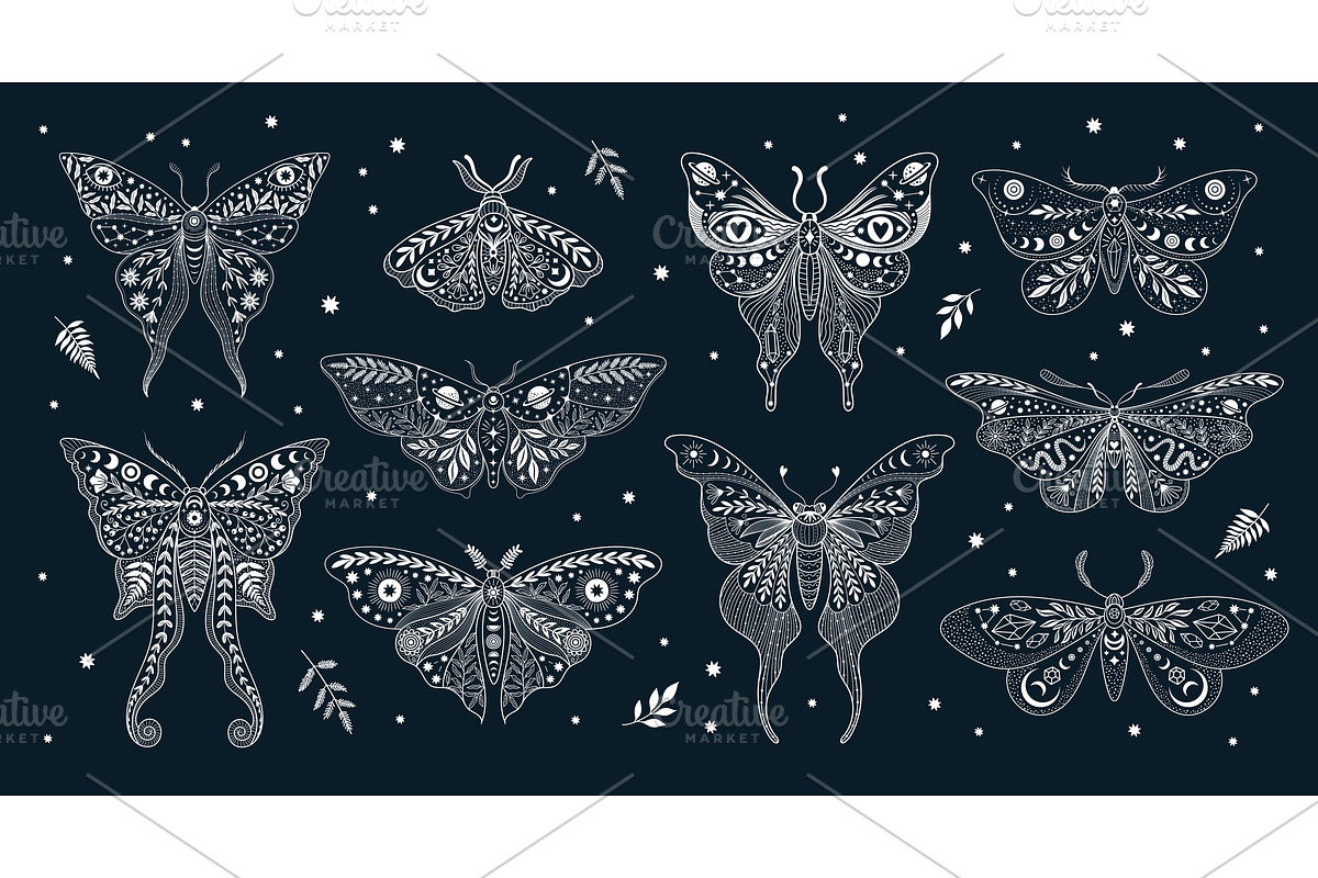 Mystic moth tattoo mystery butterfly, an Animal Illustration by Seavector Studio (Photo 2 of 3)