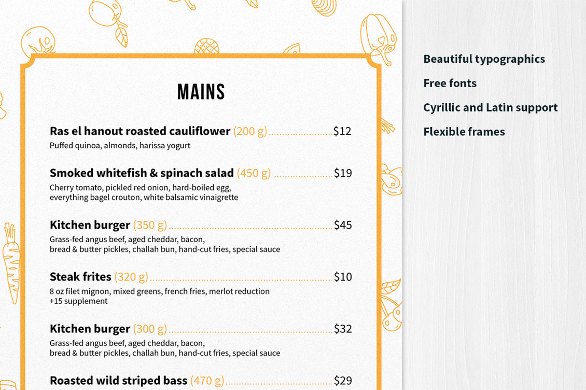 Menu set and patterns, a Brochure Template by Hellgram (Photo 5 of 7)