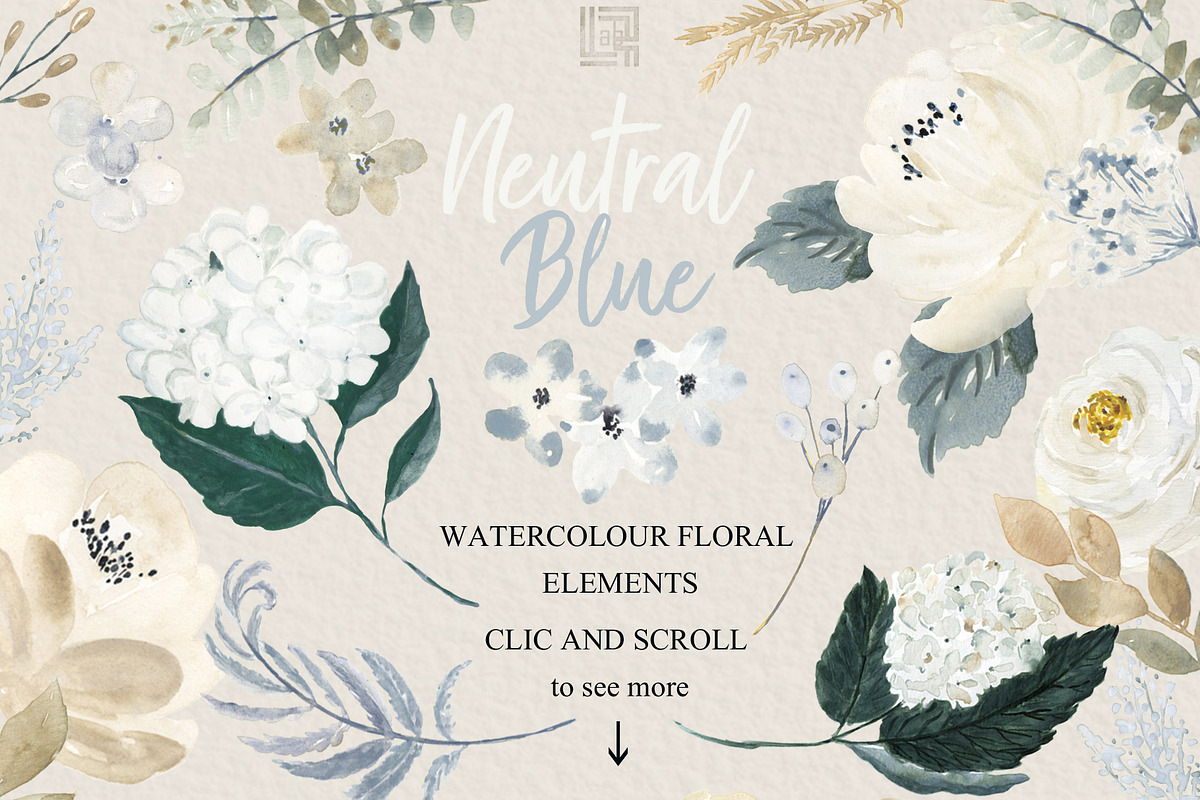 Neutral Beige Flowers Watercolor, a Texture Illustration by LABFcreations (Photo 13 of 15)
