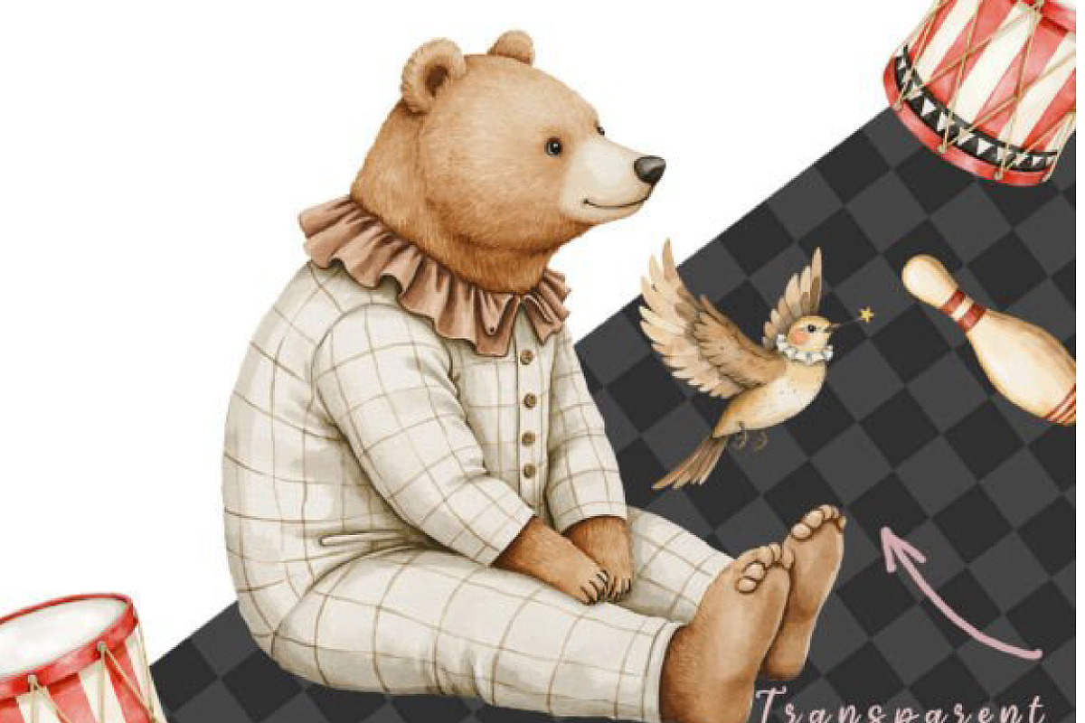 Watercolor Cute Circus Party, an Animal Illustration by JackArt (Photo 4 of 6)