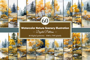 Watercolor Nature Illustration, a Decorative Illustration by Housui Patterns (Thumbnail 1 of 9)