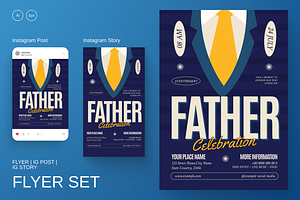 Father's Day Flyer Set, a Flyer Template by SquidPixey