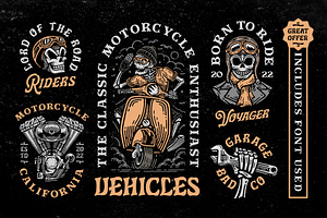 Motorcycle Badge Templates FONTS