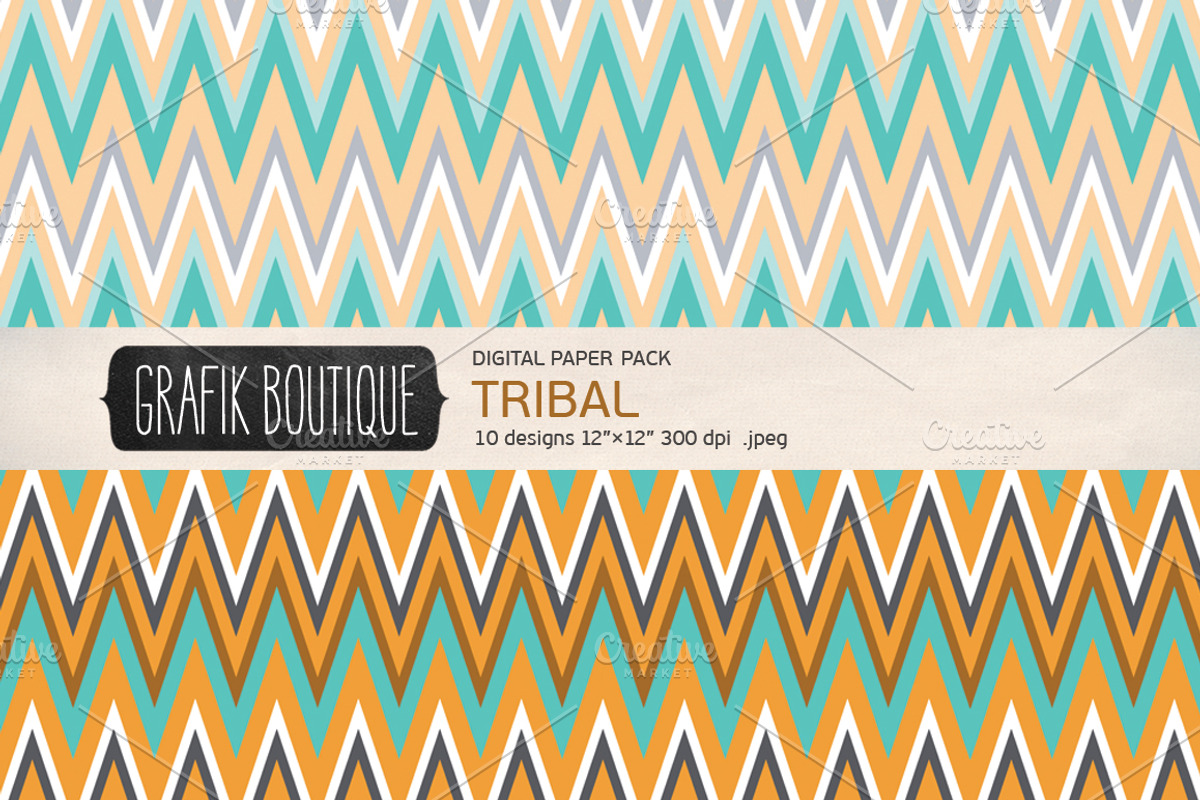 Tribal pattern digital paper pack preview 2
