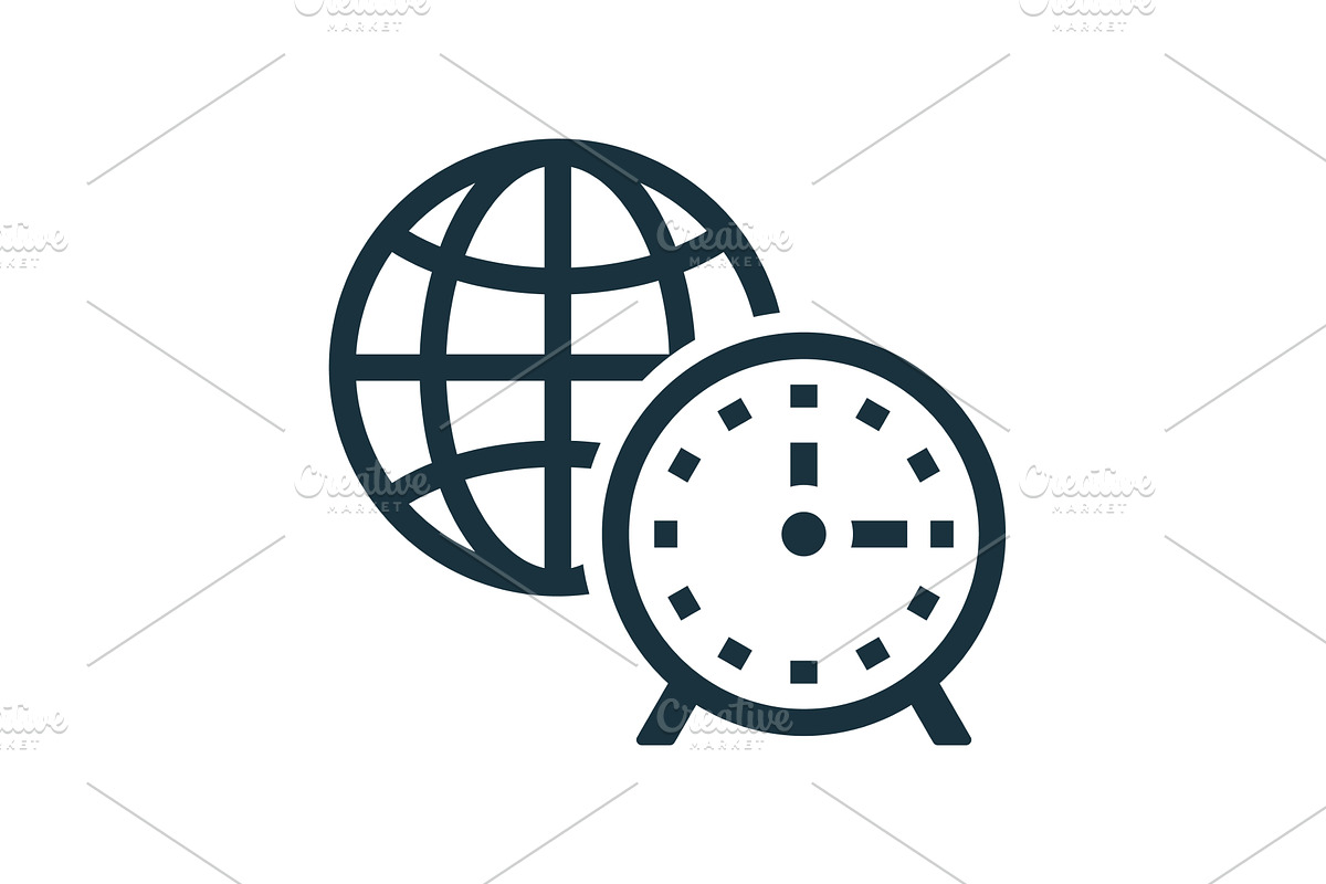 World clock showing global time and, a Technology Illustration by Aimagenarium@gmail.com
