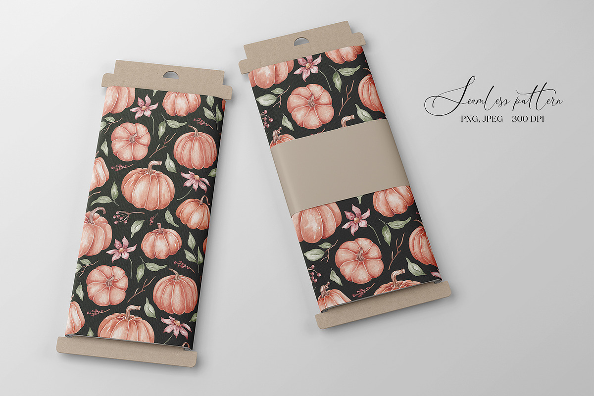 Watercolor pumpkins seamless pattern, a Pattern Graphic by SirenaArt (Photo 8 of 13)