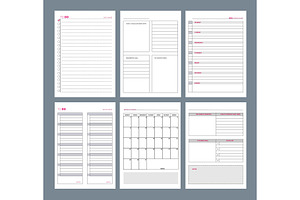 Planner Pages. Notebook Agenda Diary