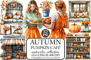 Autumn Clipart,Pumpkin Café Clipart, an Illustration by Libby Wishes (Thumbnail 1 of 7)