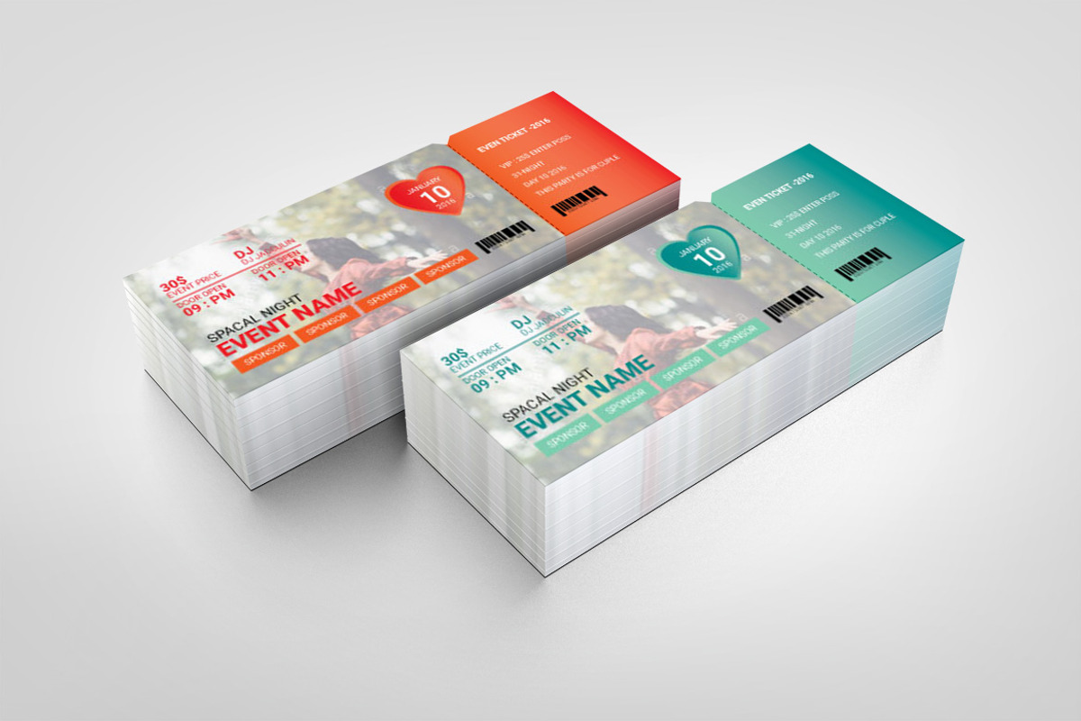 Modern Event Ticket Layout, a Card Template by BrandlyTemplate (Photo 1 of 3)