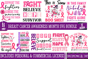 Breast Cancer SVG Bundle, a Decorative Illustration by Digital Artistic99