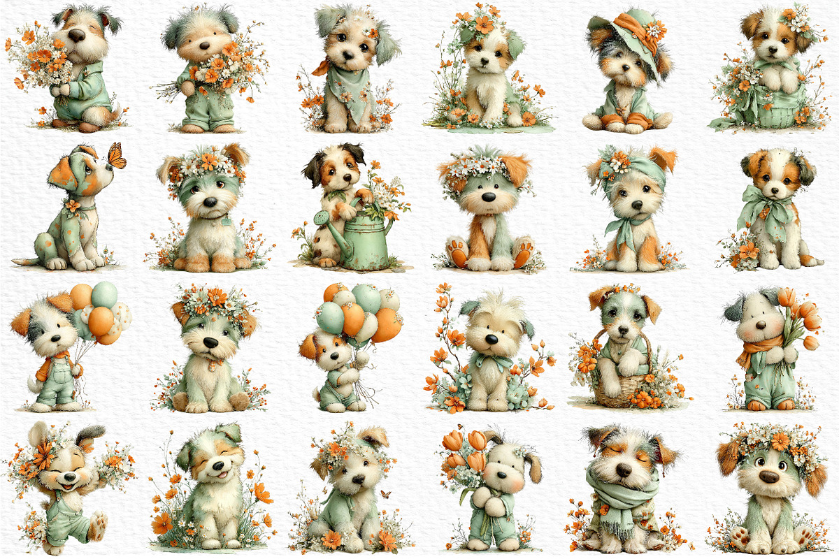 Whimsical Spring Dogs Clipart, an Illustration by Craft Nest (Photo 6 of 11)