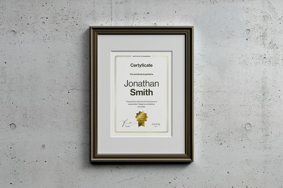 A4 Passe-partout Certificate Mock-up, an Advertising Mockup by zippypixelstudio (Photo 13 of 13)