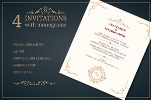 Wedding invitations with monograms