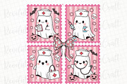 Coquette Pink Nurse Ghost Halloween, an Illustration by OK Design (Thumbnail 1 of 4)
