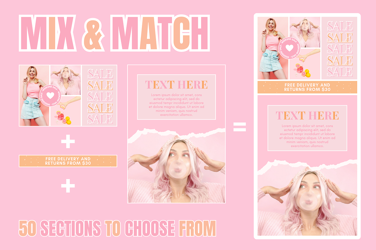 Pastel Peach Instagram Templates, an Email Template by SunshineStudioBoutique (Photo 4 of 9)