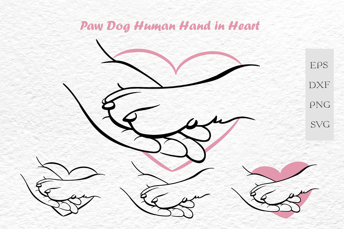 Paw Dog Human Hand in Heart, an Object Graphic by Watercolor dreams (Photo 1 of 2)