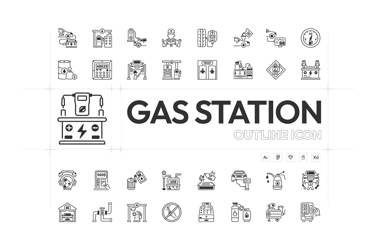 Gas Station Icon Collection, an Outline Icon by Prosymbols (Photo 1 of 5)