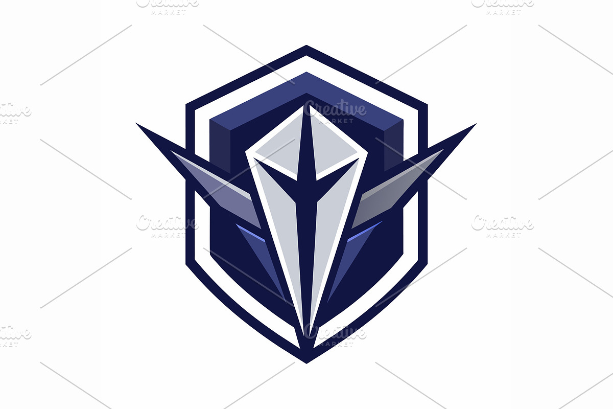 A white and blue emblem featuring a, a Graphic by Iftikhar Alam
