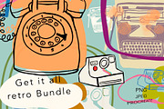 Retro illustration stamps bundle, a Brush Add-On by Sofs designs (Thumbnail 1 of 7)