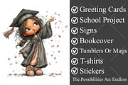 Whimsical Graduate Girl Boy Clipart, a Seasonal Illustration by Canvas Craft (Thumbnail 3 of 10)