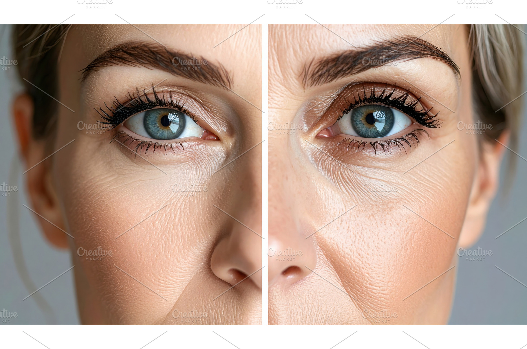 Closeup split image showing facial, a Beauty & Fashion Photo by Igor Tichonow