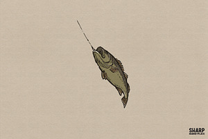 Rustic Bass Fishing Illustration, an Object Graphic by SharpMarketplace