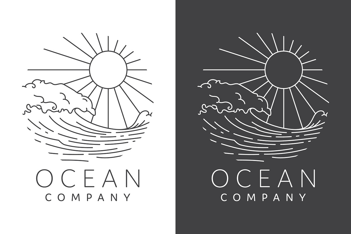 Ocean waves line art circular logo, a Branding & Logo Template by Saba Vector (Photo 1 of 3)