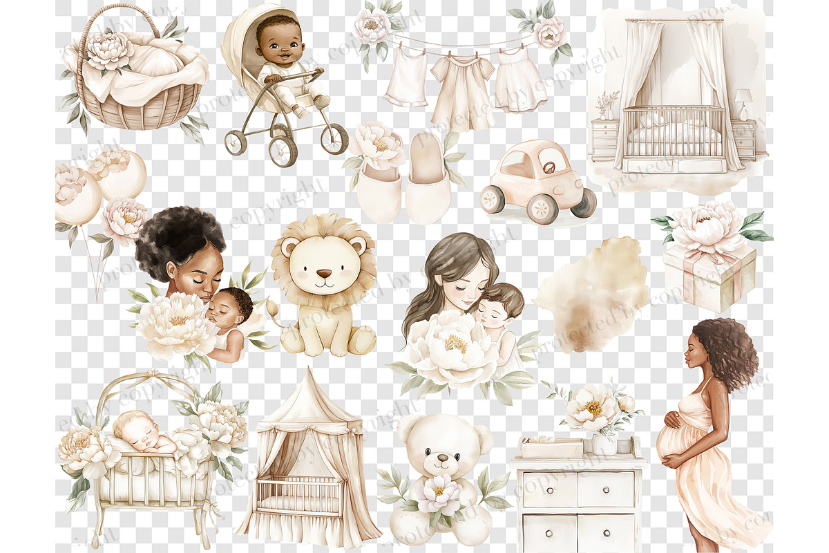 Neutral Baby Clipart | Baby Shower, a Person Illustration by GlamArtZhanna (Photo 6 of 6)