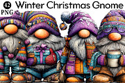 Winter Christmas Gnome Clipart, an Illustration by Daily.Designs (Thumbnail 1 of 5)