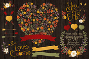 Autumn Floral Heart & Banner Vectors, an Illustration by Amanda Ilkov (Thumbnail 2 of 4)