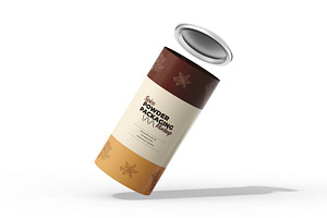 Paper Tube With Metallic Lid Mockup