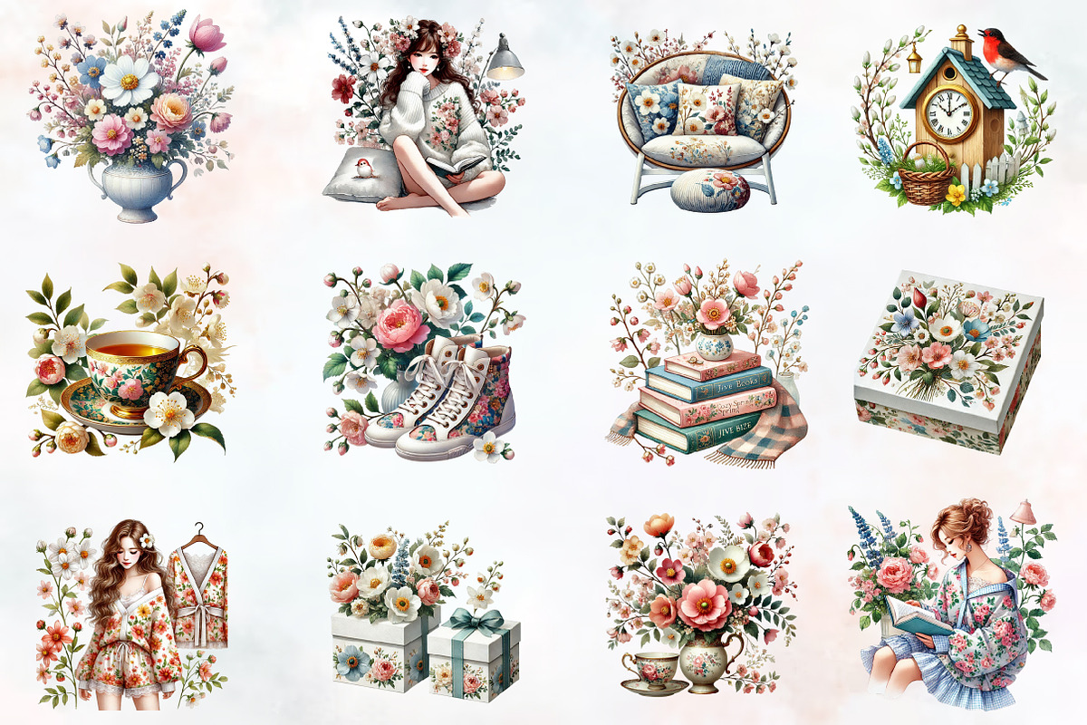 Cozy spring sublimation clipart bund, an Illustration by RobertsArt (Photo 3 of 7)