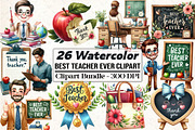 Best Teacher Ever Clipart PNG, an Illustration by DreamCafeArt (Thumbnail 1 of 5)
