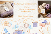 Whimsical threads watercolor clipart, a Decorative Illustration by susie-p-art (Thumbnail 3 of 14)