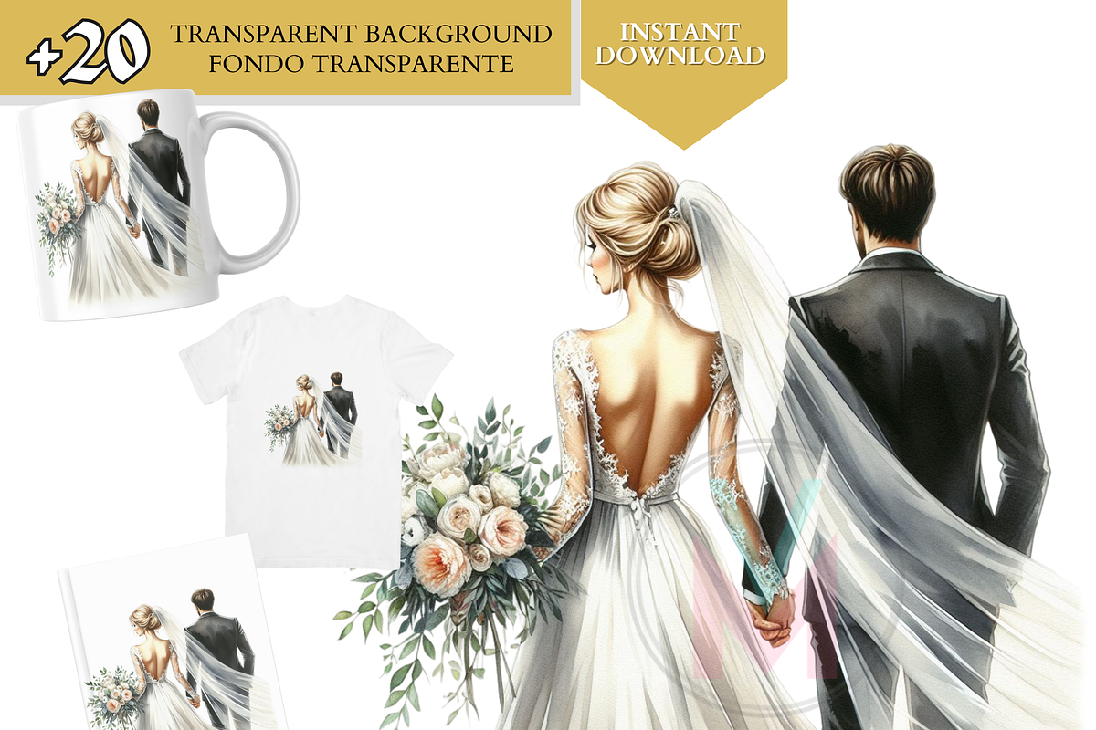 Bride and Groom Back Clipart Wedding, a Person Illustration by VM PARTYS  BY TAIRUMA (Photo 2 of 10)