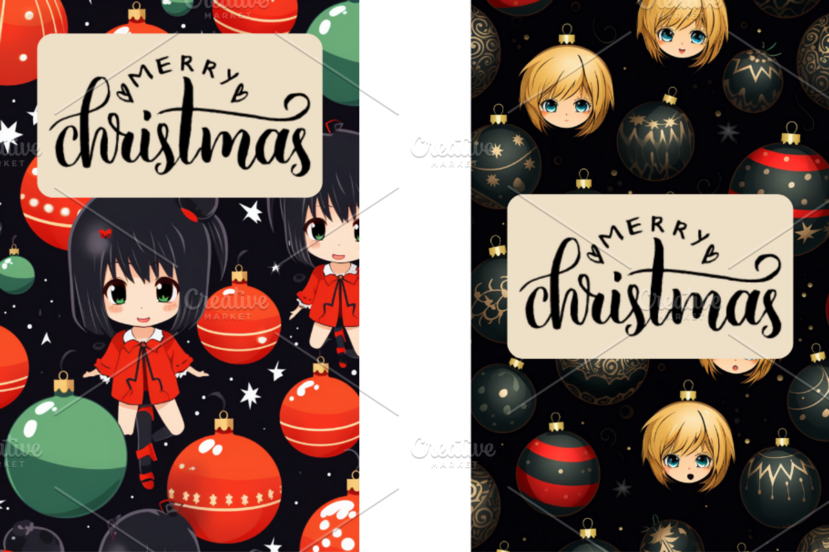 Christmas Card Design Bundle 7 Anime, a Card Template by Jay Major Designs (Photo 7 of 10)