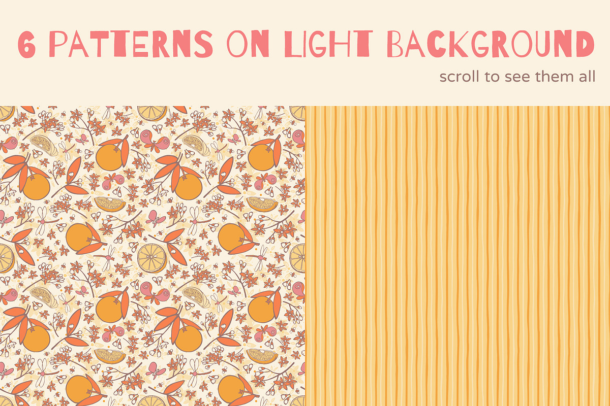 Orange garden. Set of fruit patterns, a Pattern Graphic by julianaapina (Photo 4 of 7)