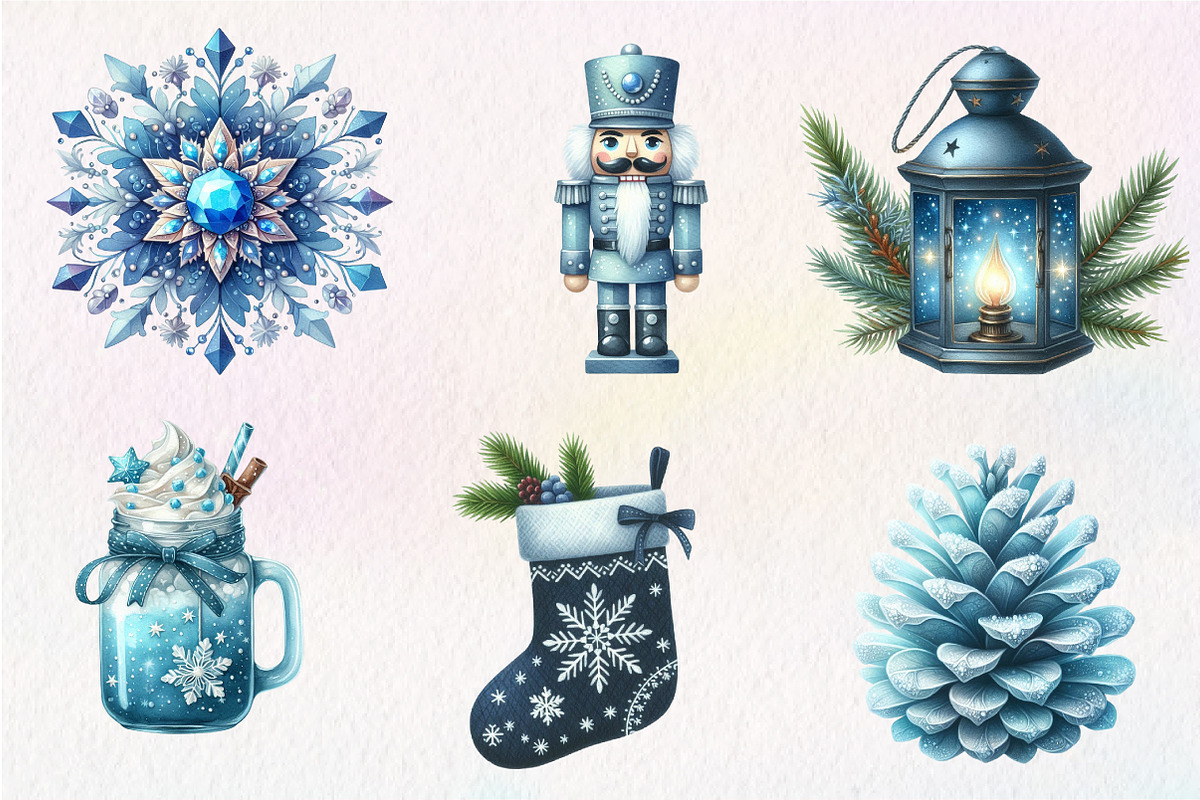 Blue Christmas Clipart Sublimation, an Illustration by CreationArt (Photo 2 of 5)